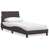 vidaXL Pat cu saltea, Hanko, maro &icirc;nchis, 90x190 cm, textil 3310499