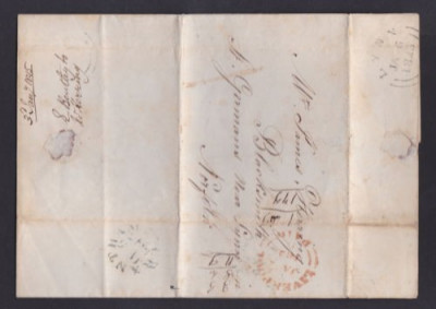 Great Britain 1845 Postal History Rare Pre-Stamp Cover + Content Norfolk D.932 foto