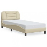 Cadru de pat cu LED fara saltea Hvar crema 80x200 cm tesatura