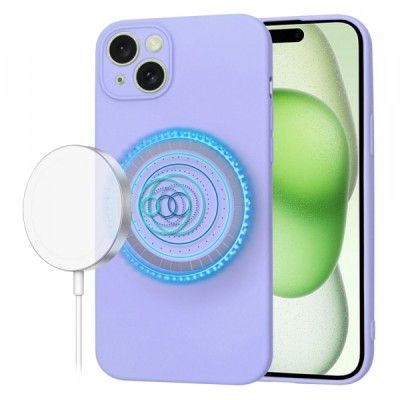 Husa MagSafe pentru Apple iPhone 15 Plus, Techsuit, SoftFlex, Mov Deschis foto