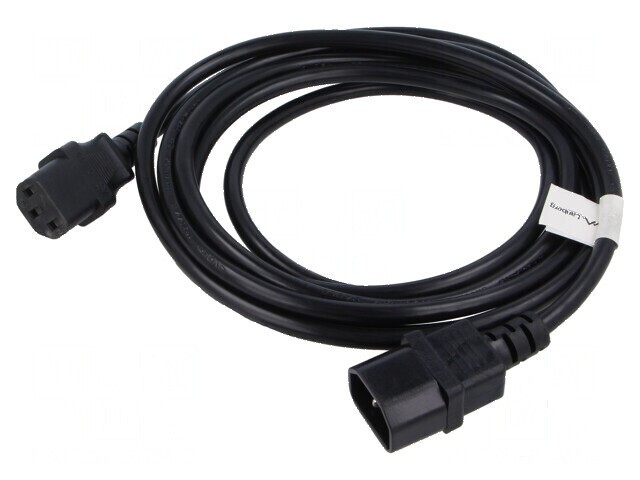 Cablu IEC C13 mamă la IEC C14 tată, 1,8m, negru, PVC, &Oslash;fir 1mm