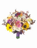 Buchet mare cu trandafiri, floarea soarelui, orhidee si plante uscate (multicolor), Eventissimi&reg;