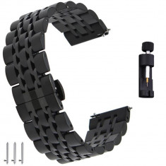 Curea metalica, compatibila Huawei Watch GT 3 46mm, VD Very Dream®, telescoape QR, Black