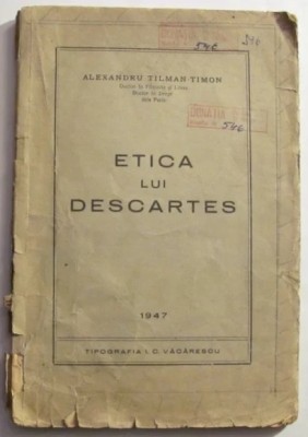 CY - Alexandru TILMAN TIMON &amp;quot;Etica lui Descartes&amp;quot; / 1947 foto