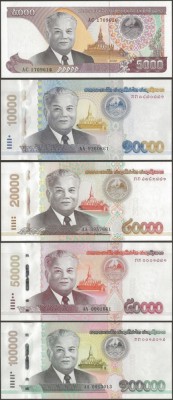 LAOS - LOT 5000 + 10000 + 20000 + 50000 + 100.000 KIP 2020 (2022) - P NEW - UNC foto