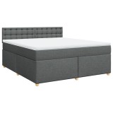 Cumpara ieftin Pat box spring cu saltea, gri inchis, 180x200 cm, textil