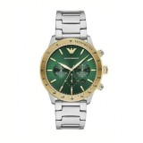 Emporio Armani AR11454, Mario Ceas Barbătesc 43mm cu Baterie cu Brățară Metalică Argintie