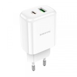 Incarcator Retea USB Borofone BN4 Potential, Quick Charge, 20W, 1 X USB - 1 X USB Tip-C, Alb