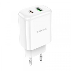 Incarcator Retea Borofone BBN4 Potential, 20W, 3A, 1 x USB-A - 1 x USB-C, Alb