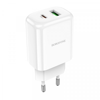 Incarcator Retea USB Borofone BN4 Potential, Quick Charge, 20W, 1 X USB - 1 X USB Tip-C, Alb foto