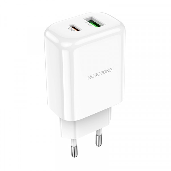 Incarcator Retea USB Borofone BN4 Potential, Quick Charge, 20W, 1 X USB - 1 X USB Tip-C, Alb