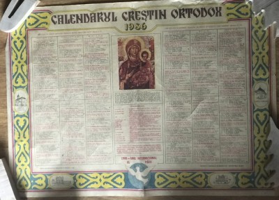Calendar Crestin Ortodox 1986 foto