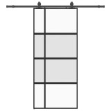 Cumpara ieftin Usa glisanta cu set feronerie neagra 90x205cm sticla securizata