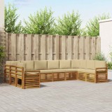 vidaXL Seturi de canapele 10 pcs Natural și Bej Lemn Solid de Acacia 3375563
