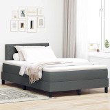 Pat vidaXL Gri &Icirc;nchis 120x200 cm cu Somieră, Saltea &amp; Topper - Cadru Lemn Masiv, Design Modern