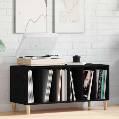 vidaXL Dulap pentru discuri de vinil Stejar negru 100 x 38 x 48 cm 862868 foto