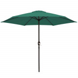 Umbrela de gradina / terasa Monty, &Oslash; 270 cm, &Oslash;38 mm, cu manivela, sistem antivant, aluminiu, verde