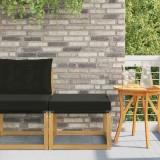 vidaXL Taburet Exterior Lemn Acacia Alb Perne Negre Poliester Textilene Durabil