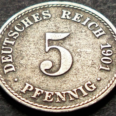 Moneda istorica 5 PFENNIG - GERMANIA, anul 1901 *cod 5367 - litera A = BERLIN