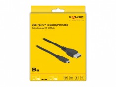Cablu bidirectional USB Type-C la DisplayPort (DP Alt Mode) 8K60Hz/4K240Hz 1.5m (DP 8K certificat), Delock 86040