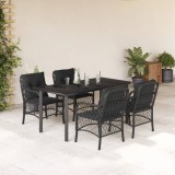 VidaXL Set mobilier de grădină cu perne, 5 piese, negru, poliratan