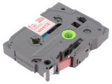 Bandă Laminată Albă 9mm x 8m cu Text Roșu TZE-222