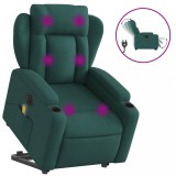 Cumpara ieftin Fotoliu electric masaj rabatabil / ridicare verde inchis textil
