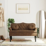 Cumpara ieftin Banchetă cu perne, maro, 120,5x65x75 cm, piele &icirc;ntoarsă eco
