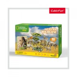 Cubic Fun - Puzzle 3D si Brosura-Animale Salbatice 69 Piese, CubicFun