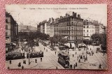 Lyon. Place du Pont si Bulevardul Gambetta. Animata, tramvaie electrice, etc - Carte postala circulata, 1924