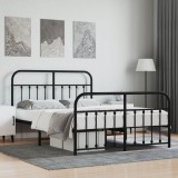 Cumpara ieftin Cadru pat metalic cu tăblie de cap/picioare, negru, 140x190 cm