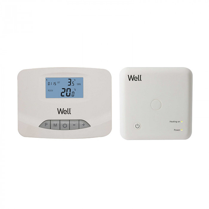 Termostat electronic Well, 2 x AAA, 10 A, ecran LCD, raza actiune 120 m, programabil, Wireless