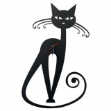 Ceas de perete, metalic, Krodesign Black Cat-1, diametru 60 cm, VivaTechnix