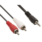 Cablu Audio 2x RCA &ndash; Jack 3.5 Stereo, 0.5 M Lungime - pentru Sistem HIFI Audio