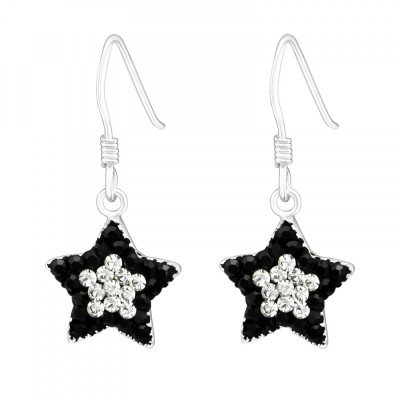 Cercei argint, Stea cu cristale, Black, A4S9667 foto