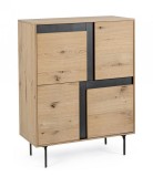Cumpara ieftin Comoda 4 usi mdf natur negru Stanwood 90x40x120 cm