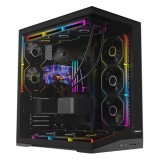 Cumpara ieftin Carcasa PC OptimX TITAN 2SG,Dual-View Glass Cube Tower,ATX,AirFlow 2+6 ventilatoare ARGB incluse,Controller PWM + Telecomanda,fara sursa,USB 3.0,USB T