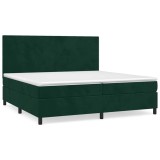 Cumpara ieftin Pat box spring cu saltea, verde inchis, 200x200 cm, catifea