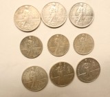 CAROL I - LOT 9 MONEDE ARGINT . 6X 2 LEI+3X1 LEU . 74.5 GRAME .
