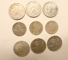 CAROL I - LOT 9 MONEDE ARGINT . 6X 2 LEI+3X1 LEU . 74.5 GRAME .