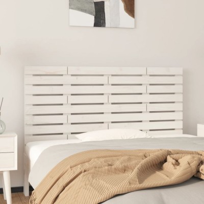 Gossi tablie de pat pentru perete, alb, 146x3x63 cm, lemn masiv pin foto