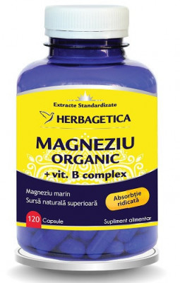 Magneziu organic b-complex 120cps herbagetica foto