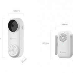 Sonerie video Wireless 2K microfon card difuzor Ezviz - CS-DB2-A0-2C3WPB SafetyGuard Surveillance