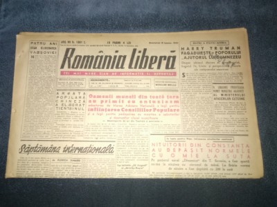 ZIARUL ROMANIA LIBERA 16 IANUARIE 1949 foto