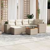 Gossi set canapele de gradina, 7 piese, cu perne, bej, poliratan