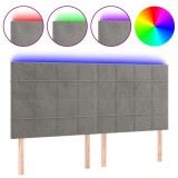 Cumpara ieftin Tablie de pat cu LED, gri deschis, 200x5x118/128 cm, catifea