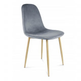 Cumpara ieftin Scaun tip scandinav, catifea, model cusatura pe spate, gri si natur, max 100 kg, 44x52x85 cm, Vigo, Jumi