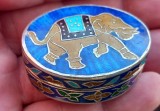 (67) CUTIUTA VECHE DIN ARGINT PT PASTILE SAU TUTUN, PICTATA PRIN EMAIL ELEFANT, Cutie