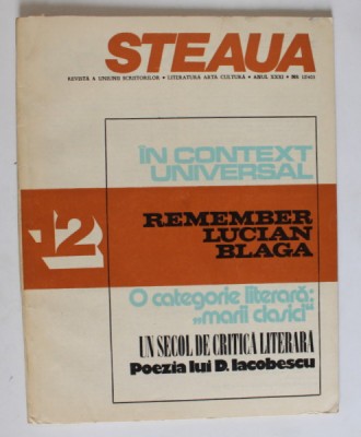 STEAUA , REVISTA A UNIUNII SCRIITORILOR , LITERATURA , ARTA , CULTURA , NR. 12 , 1980 foto