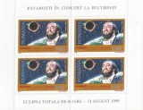 |Romania, LP 1489a/1999, Pavarotti in concert la Bucuresti, bloc de 4 marci, MNH, Nestampilat